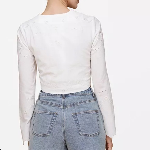 Avec Les Filles Women's Cotton Eyelet Vest-Style Top White Embroidered Sz L - Picture 3 of 13